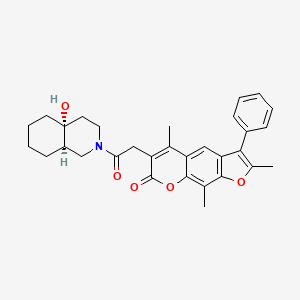 molecular formula C31H33NO5 B13115071 rel-6-(2-((4aR,8aR)-4a-Hydroxyoctahydroisoquinolin-2(1H)-yl)-2-oxoethyl)-2,5,9-trimethyl-3-phenyl-7H-furo[3,2-g]chromen-7-one 