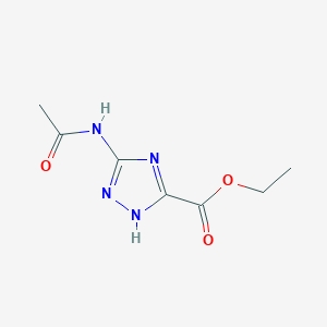 molecular formula C7H10N4O3 B13115308 ethyl 3-acetamido-1H-1,2,4-triazole-5-carboxylate 