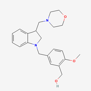 (2-Methoxy-5-((3-(morpholinomethyl)indolin-1-yl)methyl)phenyl)methanol