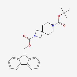 molecular formula C27H32N2O4 B13115627 2-((9H-fluoren-9-yl)methyl) 7-tert-butyl 2,7-diazaspiro[3.5]nonane-2,7-dicarboxylate 