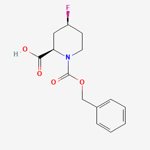 molecular formula C14H16FNO4 B13115660 (2R,4S)-1-((Benzyloxy)carbonyl)-4-fluoropiperidine-2-carboxylicacid 