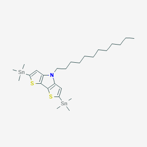 molecular formula C26H45NS2Sn2 B13115739 (7-Dodecyl-10-trimethylstannyl-3,11-dithia-7-azatricyclo[6.3.0.02,6]undeca-1(8),2(6),4,9-tetraen-4-yl)-trimethylstannane 