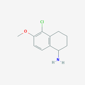 molecular formula C11H14ClNO B13115762 5-Chloro-6-methoxy-1,2,3,4-tetrahydronaphthalen-1-amine hydrochloride 