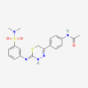 molecular formula C19H21N5O3S2 B13115837 N-[4-[2-[3-(dimethylsulfamoyl)anilino]-6H-1,3,4-thiadiazin-5-yl]phenyl]acetamide 