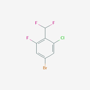 molecular formula C7H3BrClF3 B13115887 5-Bromo-1-chloro-2-(difluoromethyl)-3-fluorobenzene CAS No. 929621-34-1