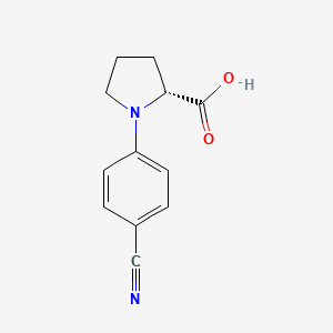 molecular formula C12H12N2O2 B13115903 (R)-1-(4-Cyanophenyl)pyrrolidine-2-carboxylicacid 