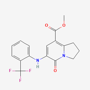 molecular formula C17H15F3N2O3 B13115908 Methyl 5-oxo-6-(2-trifluoromethylphenylamino)-1,2,3,5-tetrahydroindolizine-8-carboxylate CAS No. 612065-22-2