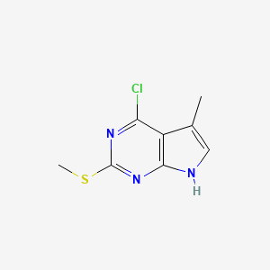 molecular formula C8H8ClN3S B13115924 4-Chloro-5-methyl-2-(methylsulfanyl)-7H-pyrrolo[2,3-d]pyrimidine CAS No. 64609-32-1