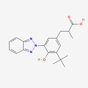 molecular formula C20H23N3O3 B13115975 3-(3-(2H-Benzo[d][1,2,3]triazol-2-yl)-5-(tert-butyl)-4-hydroxyphenyl)-2-methylpropanoicacid 