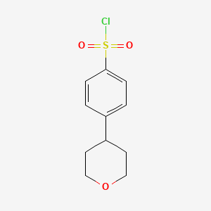 molecular formula C11H13ClO3S B13116000 4-(Tetrahydro-2H-pyran-4-yl)benzene-1-sulfonyl chloride 