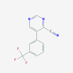 molecular formula C12H6F3N3 B13116047 4-Cyano-5-(3-(trifluoromethyl)phenyl)pyrimidine 