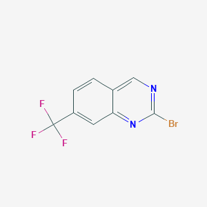 molecular formula C9H4BrF3N2 B13116085 2-Bromo-7-(trifluoromethyl)quinazoline 