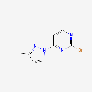 molecular formula C8H7BrN4 B13116263 2-Bromo-4-(3-methyl-1H-pyrazol-1-yl)pyrimidine 