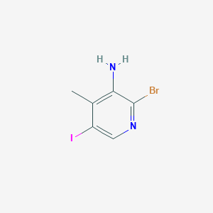 molecular formula C6H6BrIN2 B13116356 2-Bromo-5-iodo-4-methylpyridin-3-amine 