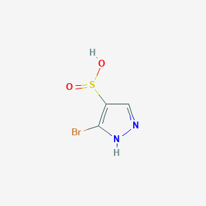 molecular formula C3H3BrN2O2S B13116383 3-Bromo-1H-pyrazole-4-sulfinicacid 