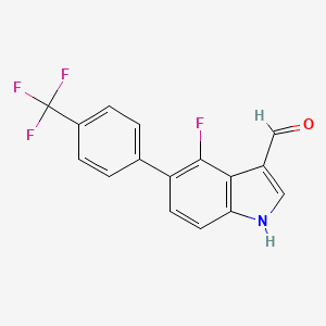 molecular formula C16H9F4NO B13116543 4-Fluoro-5-(4-(trifluoromethyl)phenyl)indole-3-carboxaldehyde 