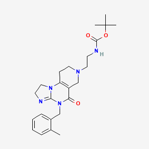 tert-butyl N-[2-[7-[(2-methylphenyl)methyl]-8-oxo-2,5,7,11-tetrazatricyclo[7.4.0.02,6]trideca-1(9),5-dien-11-yl]ethyl]carbamate