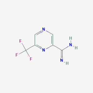 molecular formula C6H5F3N4 B13117039 6-(Trifluoromethyl)pyrazine-2-carboximidamide 