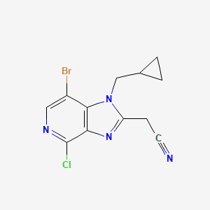 molecular formula C12H10BrClN4 B13117053 2-(7-Bromo-4-chloro-1-(cyclopropylmethyl)-1H-imidazo[4,5-c]pyridin-2-yl)acetonitrile 