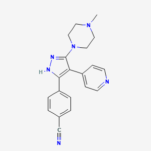 molecular formula C20H20N6 B13117102 4-(5-(4-Methylpiperazin-1-yl)-4-(pyridin-4-yl)-1H-pyrazol-3-yl)benzonitrile 