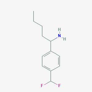 molecular formula C12H17F2N B13117125 1-(4-(Difluoromethyl)phenyl)pentan-1-aminehydrochloride 