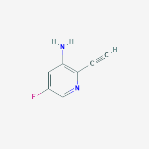 molecular formula C7H5FN2 B13117156 2-Ethynyl-5-fluoropyridin-3-amine 