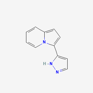 molecular formula C11H9N3 B13117204 3-(1H-Pyrazol-3-yl)indolizine 