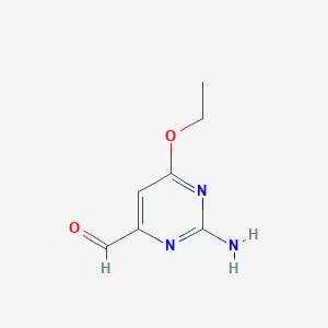 molecular formula C7H9N3O2 B13117301 2-Amino-6-ethoxypyrimidine-4-carbaldehyde 