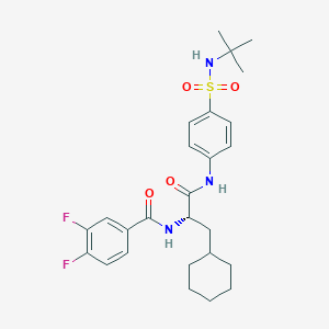 molecular formula C26H33F2N3O4S B13117314 (S)-N-(1-((4-(N-(tert-Butyl)sulfamoyl)phenyl)amino)-3-cyclohexyl-1-oxopropan-2-yl)-3,4-difluorobenzamide 