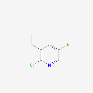 molecular formula C7H7BrClN B13117324 5-Bromo-2-chloro-3-ethylpyridine 