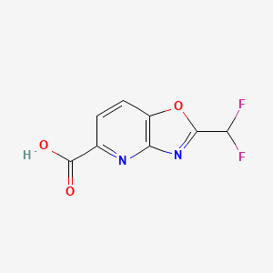 molecular formula C8H4F2N2O3 B13117335 2-(Difluoromethyl)oxazolo[4,5-b]pyridine-5-carboxylicacid 