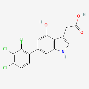 molecular formula C16H10Cl3NO3 B13117349 4-Hydroxy-6-(2,3,4-trichlorophenyl)indole-3-acetic acid 