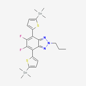 molecular formula C23H29F2N3S2Sn2 B13117560 [5-[5,6-Difluoro-2-propyl-7-(5-trimethylstannylthiophen-2-yl)benzotriazol-4-yl]thiophen-2-yl]-trimethylstannane 