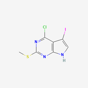 molecular formula C7H5ClIN3S B13117799 4-Chloro-5-iodo-2-(methylthio)-7H-pyrrolo[2,3-d]pyrimidine 