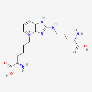 molecular formula C17H27N6O4+ B13117832 2-(((S)-4-Amino-4-carboxybutyl)amino)-4-((S)-5-amino-5-carboxypentyl)-1H-imidazo[4,5-b]pyridin-4-ium 