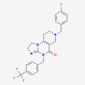 molecular formula C24H22F4N4O B13117849 7-(4-Fluorobenzyl)-4-(4-(trifluoromethyl)benzyl)-1,2,6,7,8,9-hexahydroimidazo[1,2-a]pyrido[3,4-e]pyrimidin-5(4H)-one 