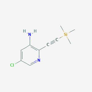 molecular formula C10H13ClN2Si B13118019 5-Chloro-2-((trimethylsilyl)ethynyl)pyridin-3-amine 