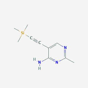 molecular formula C10H15N3Si B13118179 2-Methyl-5-((trimethylsilyl)ethynyl)pyrimidin-4-amine 