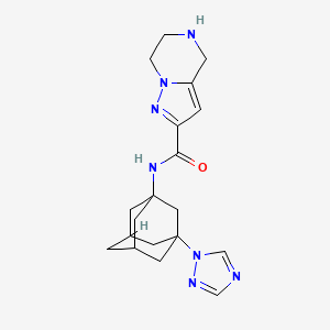 molecular formula C19H25N7O B13118331 N-(3-(1H-1,2,4-Triazol-1-yl)adamantan-1-yl)-4,5,6,7-tetrahydropyrazolo[1,5-a]pyrazine-2-carboxamide 