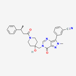 (R)-3-(6-((4-Hydroxy-1-(3-phenylbutanoyl)piperidin-4-yl)methyl)-2-methyl-7-oxo-6,7-dihydro-2H-pyrazolo[4,3-d]pyrimidin-3-yl)benzonitrile