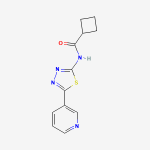 molecular formula C12H12N4OS B13118579 N-(5-(Pyridin-3-yl)-1,3,4-thiadiazol-2-yl)cyclobutanecarboxamide 