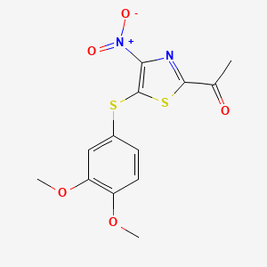 1-(5-((3,4-Dimethoxyphenyl)thio)-4-nitrothiazol-2-yl)ethanone