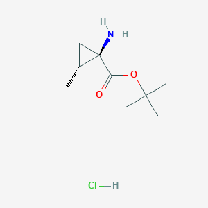 molecular formula C10H20ClNO2 B13118609 tert-Butyl(1R,2R)-1-amino-2-ethylcyclopropane-1-carboxylatehydrochloride 