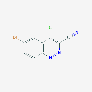 molecular formula C9H3BrClN3 B13118706 6-Bromo-4-chlorocinnoline-3-carbonitrile 