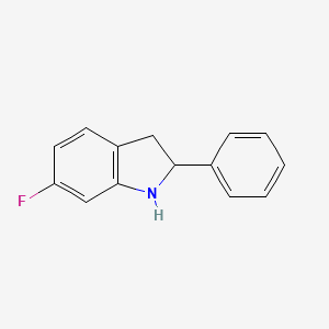 molecular formula C14H12FN B13118878 6-Fluoro-2-phenylindoline 