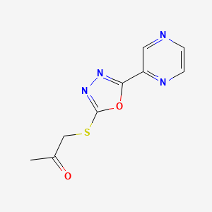 molecular formula C9H8N4O2S B13119030 1-((5-(Pyrazin-2-yl)-1,3,4-oxadiazol-2-yl)thio)propan-2-one 