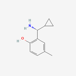 molecular formula C11H15NO B13119091 (R)-2-(Amino(cyclopropyl)methyl)-4-methylphenol 