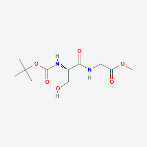 molecular formula C11H20N2O6 B13119213 (S)-Methyl2-(2-((tert-butoxycarbonyl)amino)-3-hydroxypropanamido)acetate 