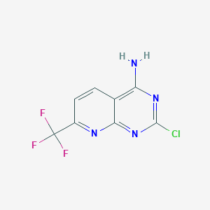 molecular formula C8H4ClF3N4 B13119229 2-Chloro-7-(trifluoromethyl)pyrido[2,3-d]pyrimidin-4-amine 