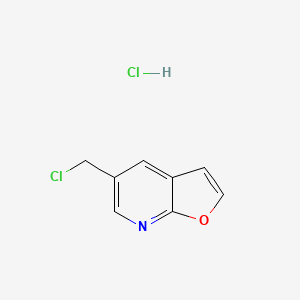 molecular formula C8H7Cl2NO B13119274 5-(Chloromethyl)furo[2,3-b]pyridinehydrochloride 